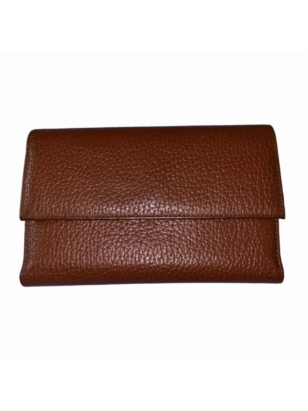 Women's Brown Genuine Leather Large Wallet Clutch Trifold Zipper Compartment